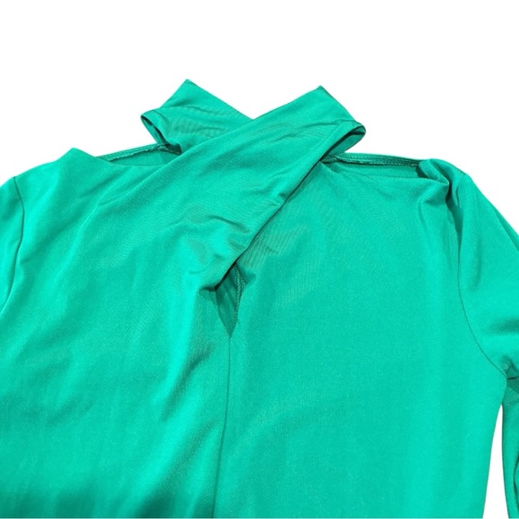 ZARA Emerald Green Long Sleeve Bodysuit Draped Neck Size S - Picture 6 of 7